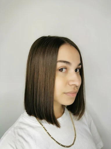 Sleek brunette bob